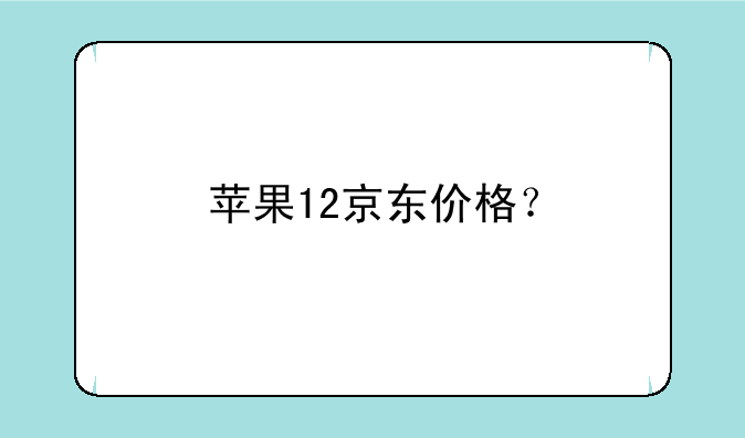 苹果12京东价格？