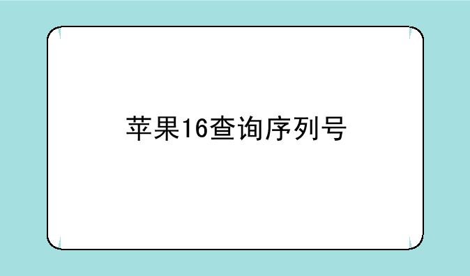 苹果16查询序列号