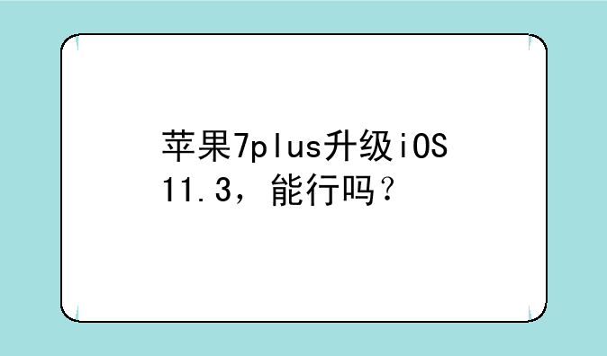 苹果7plus升级iOS11.3，能行