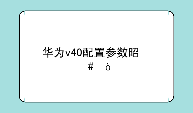 华为v40配置参数是什么？