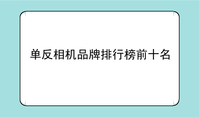 单反相机品牌排行榜前十名