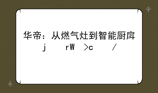 华帝：从燃气灶到智能厨