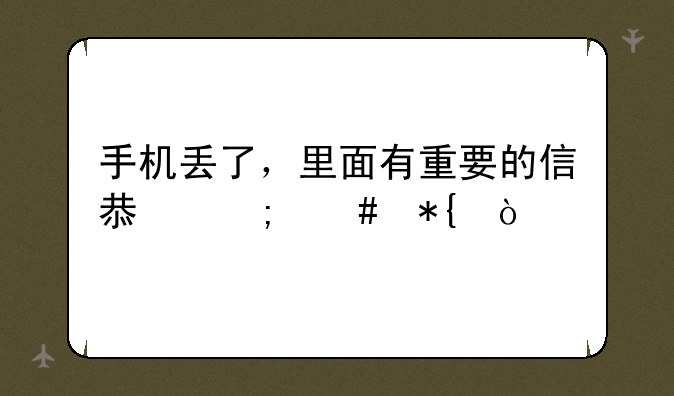手机丢了，里面有重要的信息怎么办？