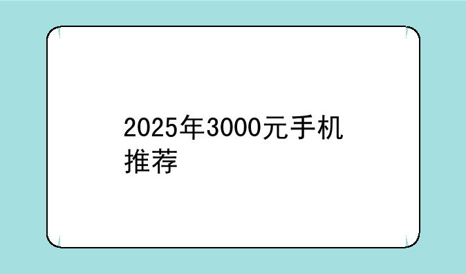 2025年3000元手机推荐