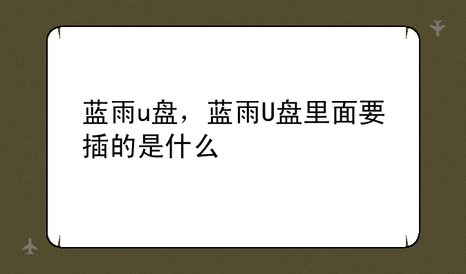 蓝雨u盘，蓝雨U盘里面要插