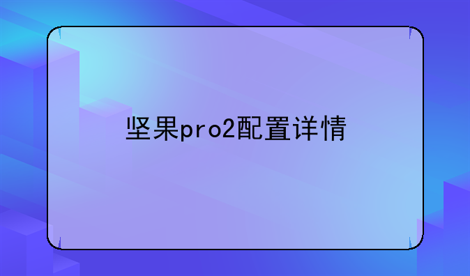 坚果pro2配置详情