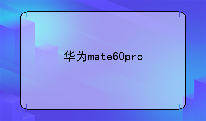 华为mate60pro